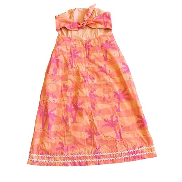 Lilly Pulitzer Strapless Palm Tree Sunset Beach Dress 100% Cotton Size 2 Women's - Picture 6 of 10